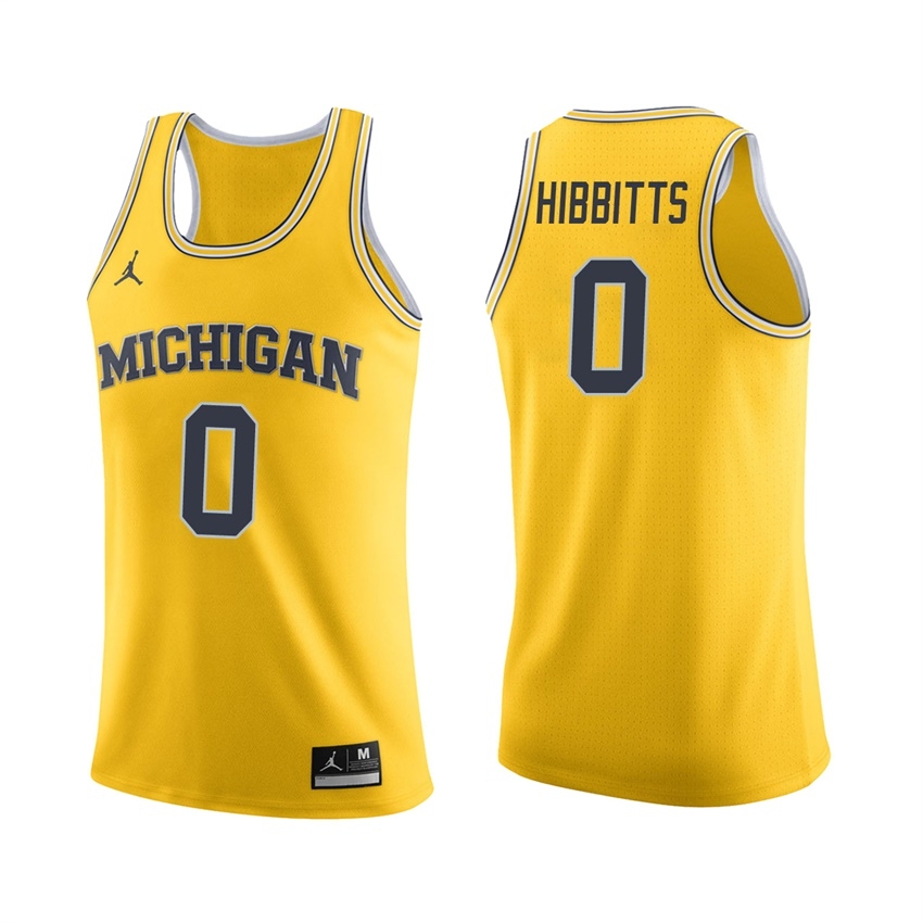 Michigan Wolverines Men's NCAA Brent Hibbitts #0 Maize College Basketball Jersey CJE8749QB
